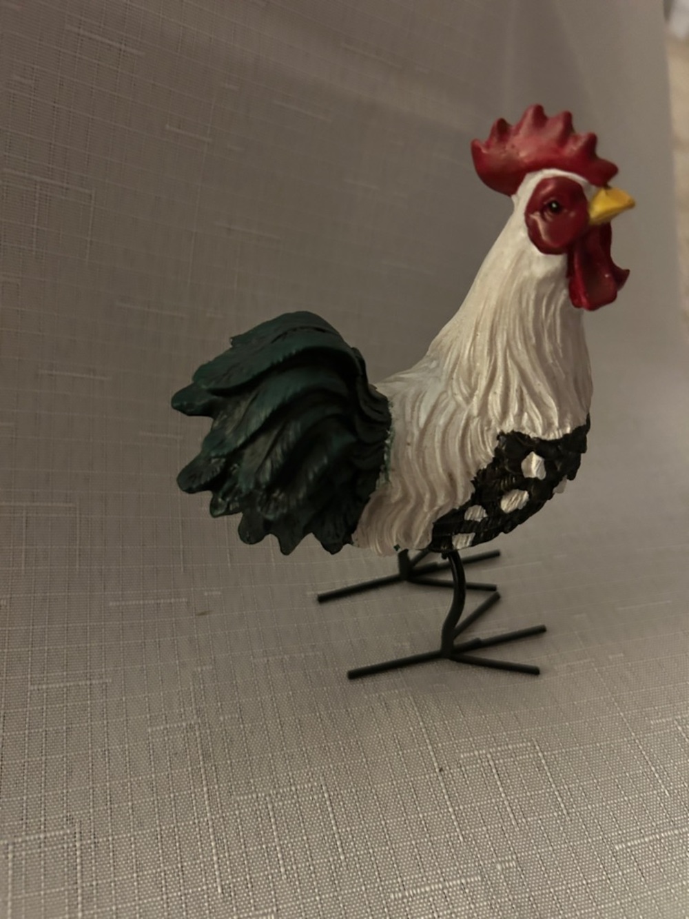 Decorative Rooster Figurine in White, Black, Red & Yellow - Picture 3 of 5